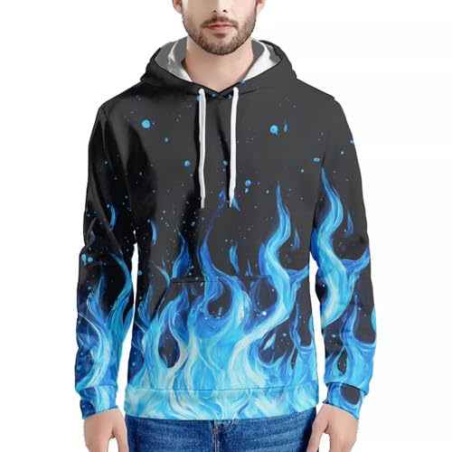 Image of Forchrinse Green Palm Tree Sea Beach Mens Hoodies Pullover Long Sleeve Fleece Hoodie Cozy Sport Casual Outwear