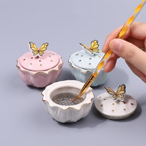 Recipiente de cerámica para polvo de uñas con tapa miniatura 5