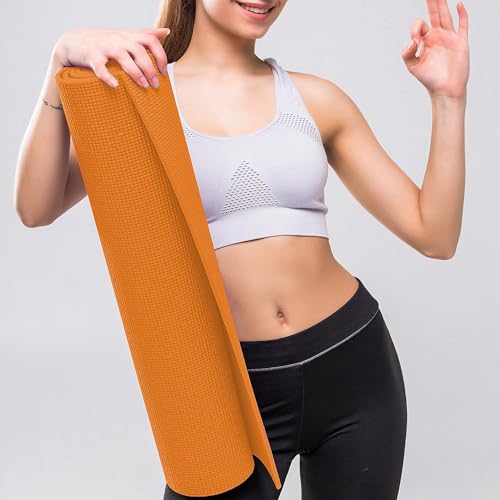 Image of Yoga mat for Women & Men EVA Material 4mm Grey Anti Slip for Gym Workout (Orange, 4 mm)