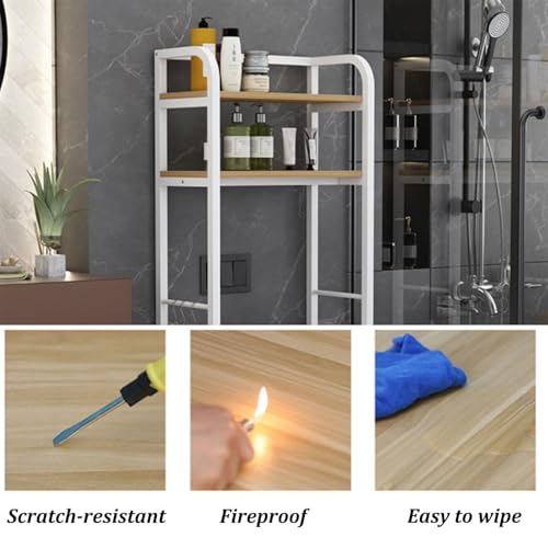 Scaffale portaoggetti sopra il WC, organizer da bagno a 2 ripiani con piedini antiscivolo e ganci a forma di S per risparmiare spazio in bagni, lavanderie e balconi