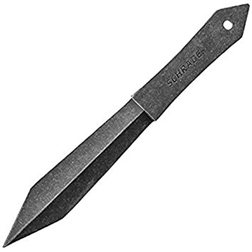 Schrade SCTK6CP 8in 6 Piece Full Tang Stainless Steel Throwing Knives with Stonewashed Construction and Sheath for Outdoor Survival, Camping and Sport
