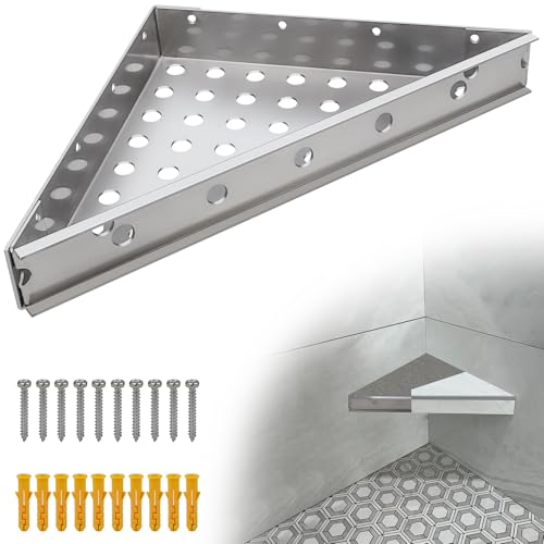 Floating Corner Shower Bench Kit-Custom Tile Shower Corner Seat,Wall Mount Floating Showers Corners Bench for Shaving Foot Rest Remodel Bathroom,12