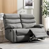 GNMLP2020 Reclining Loveseat, Leather Double Recliner Sofa with Side Pocket, Wall Hugger Loveseat Recliner for Living Room, RV, Home Theater(Grey)