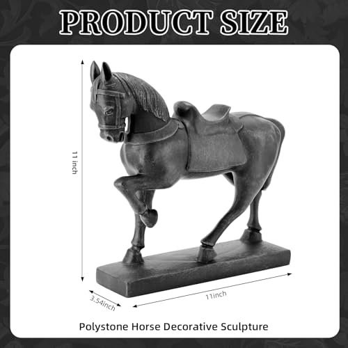 Estatua decorativa de caballo polystone marrón 11 pulgadas miniatura 2