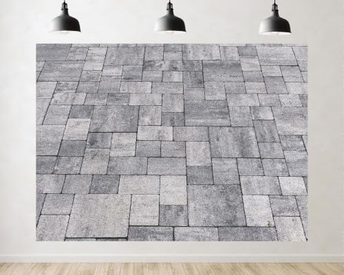 Trykid 5x3ft Grey Rectangular Paver Pavement Backdrop Interlocking Slab Surface