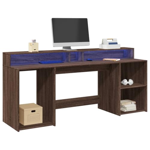 Frdhee Gamer - Mesa para ordenador portátil (200 x 55 x 91 cm, aspecto de roble, 200 x 55 x 91 cm, para oficina en casa, oficina o estudio)