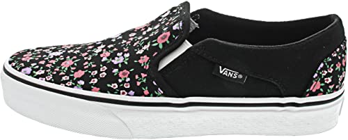 Vans Unisex Asher Canvas Low Platform Slip On Sneaker - Ditsy Floral Black/White 9.5