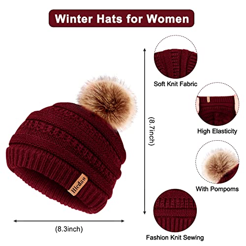 Hicdaw Womens Winter Hats Gloves Scarf Set Winter Hats for Women Beanie Hat Circle Loop Scarf Glove2
