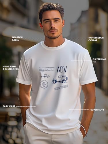 Image of Nobero 100% Cotton T Shirts for Men Stylish | Regular Fit | Graphic Printed T Shirts for Men 180 GSM Combed Cotton | Round Neck Half Sleeve