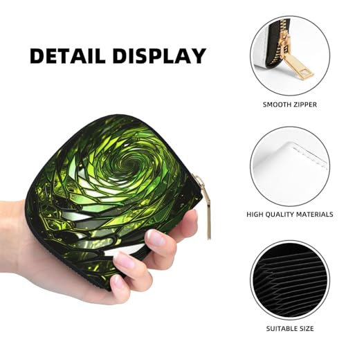 Abstract Green Snake Credit Card Holder Wallet, Leather Zipper Card Wallet For Women Ladies Rfid Blocking Card Case Small Coin Purse Accordion Wallet Gift4