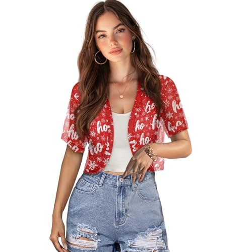 Image of Womens Short Sleeve Bolero Shrug Open Front Knit Cropped Cardigan Shoulder Cover for Dress Cute Casual Knit Cover Up