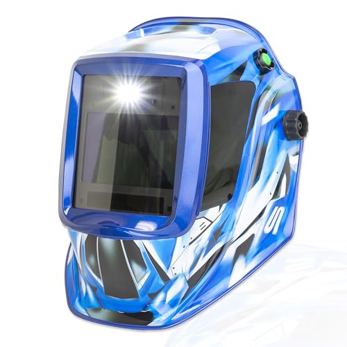 Image of TGR Large View Auto Darkening Welding Helmet with High Power LED Light, True Color, Side View, 1/1/1/1 Optical Clarity, 4 Arc Sensor
