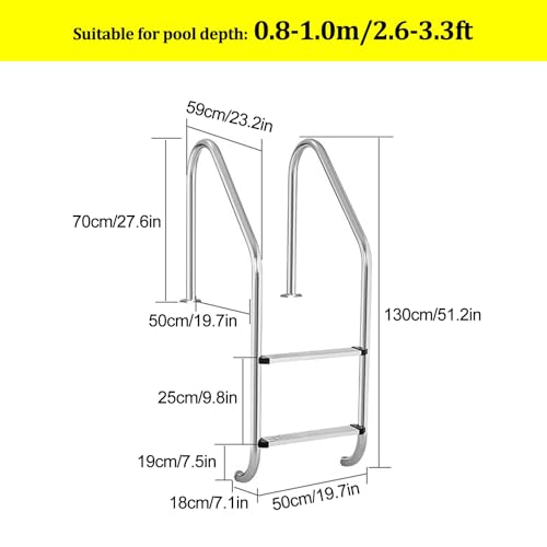 Escalera para piscina con 2 peldaños antideslizantes miniatura 3