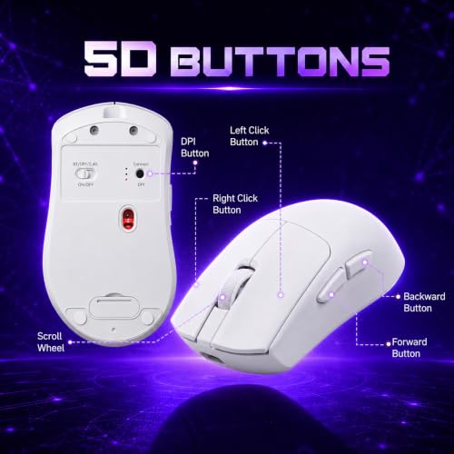 Image of Ant Esports GM380 V2 Tri-Mode Wireless Gaming Mouse | 2.4G + Bluetooth + Wired | 6400 DPI, 4000 FPS Sensor, 1000Hz Polling, 72Hrs Battery, Rechargeable & Lightweight for PC, Laptop, Mac White
