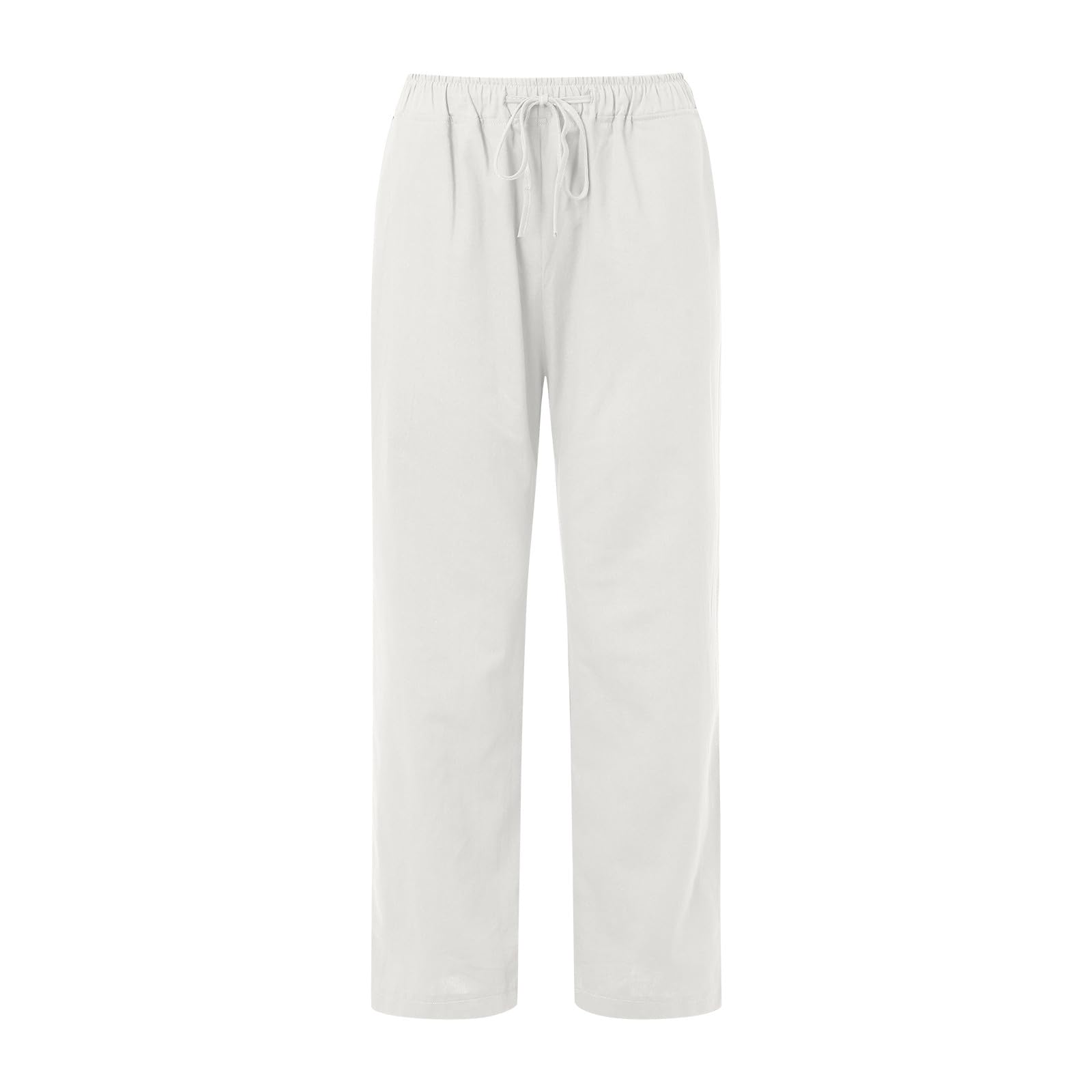 Pantalon Femme, Femmes Taille Haute Large Jambe Mode Cordon Élastique Confortable Jambe Droite Long Avec Poches, Tissu Respirant