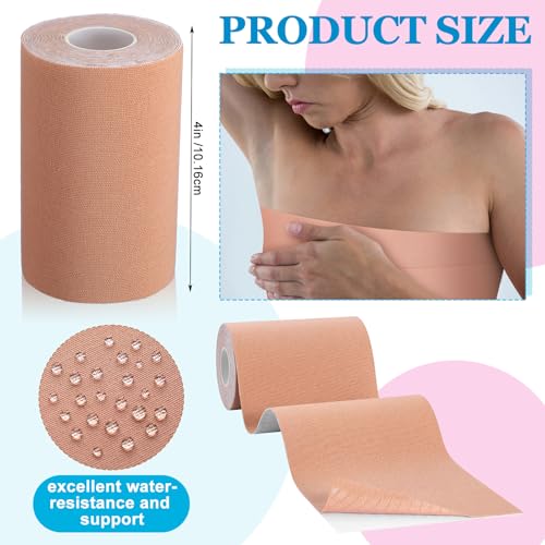 Aurelema 2 Rolls Trans FTM Binder Tape for Chest Binding Adhesive Trans Chest Tape Flat Invisible Tape for Breast Lift Boob Body Shaping, 4 Inch x 13 ft Each - Thumbnail 2