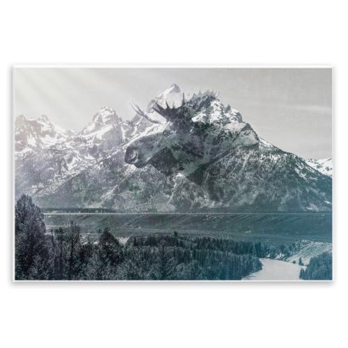 Stupell Industries Quaint Sunny Mountain River Scenery Moose Antlers, Design by Daniel Sproul