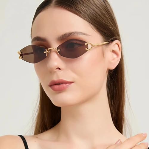 Rimless Small Sunglasses Women Luxury Classic Punk Designe Metal Frame Sun Glasses For Ladies Male Eyewear UV4002
