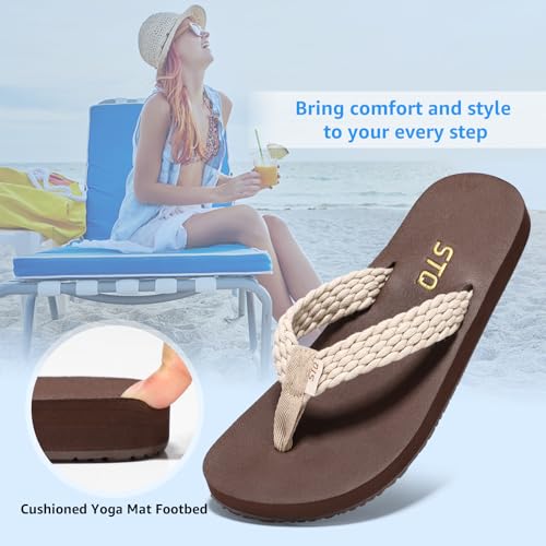 Image of STQ Women Quick Dry Flip Flops with Yoga Mat Sole Arch Support Thong Sandal | Instant Comfort Flip Flops With Padded Straps, Yoga Mat Cushioning, Non Slip Tpr Sole, Durable Design For Everyday Wear