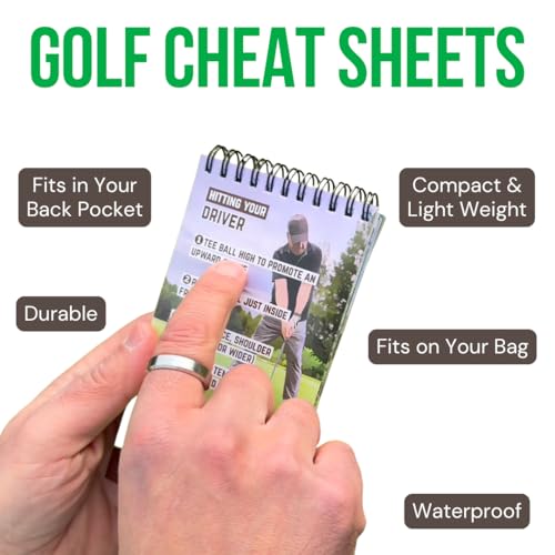 Golf Training Aid Pocketbook - Reference Guide for Golfing -Golf Cheat Sheets Packed With 175+ Tips for Swing and Putting - Waterproof and Durable Pocketbook - Ideal Tip Sheets & Sports Reference