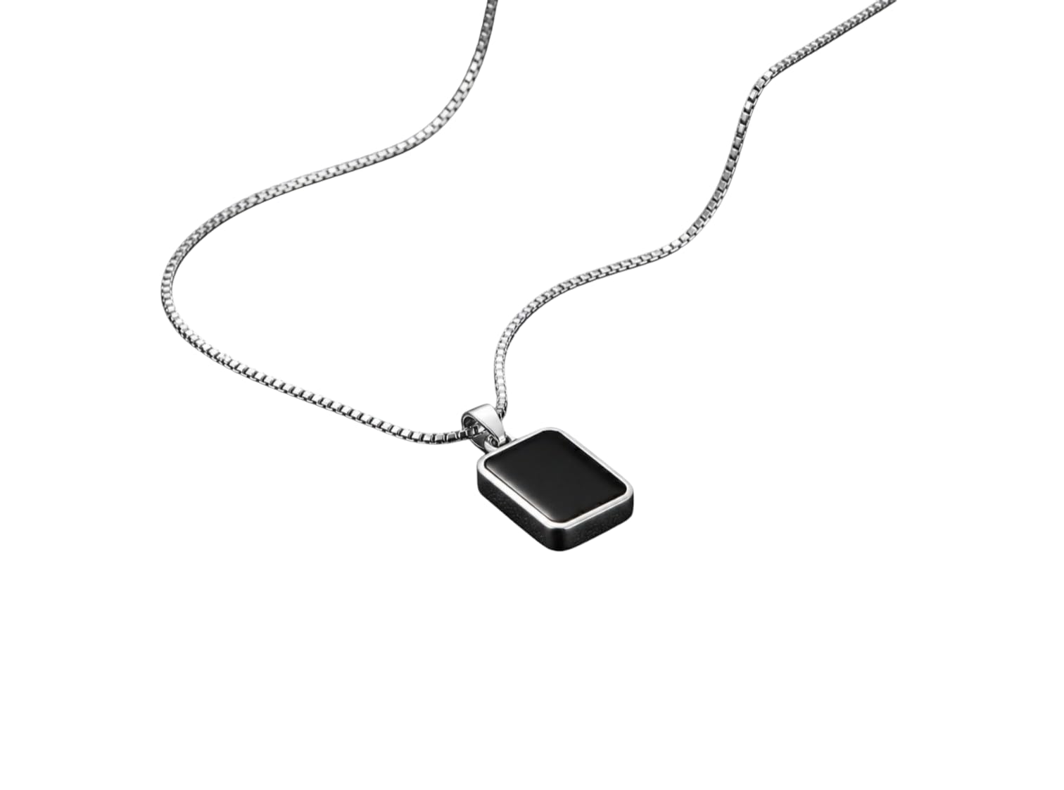 ™ Men's Jewellery Black Silver Chain For Men Boys Geometric Stainless Steel Black Silver Locket Pendant Necklace Chain For Husband Men Boys Gift Chains Modern Accessories, Locket for Men, Fashion Jewelry (Square)-image-12