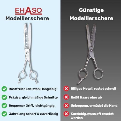 Foto von Hundeschere Modellierschere Revolution Two Step| EHASO | Profi Fellschere Linkshand für Hunde | 21 cm gerade | 28 zahnig | Hochwertige Hundescheren direkt aus Solingen | Langlebig und hochwertig