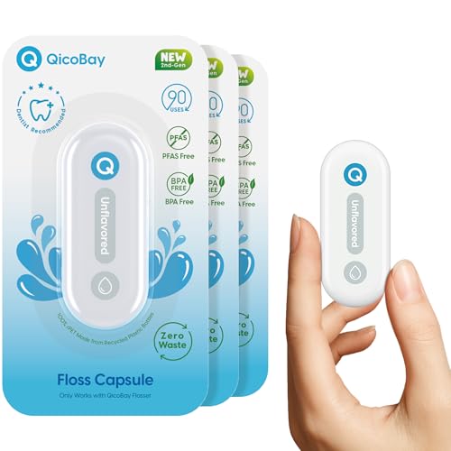 QicoBay Refill Floss Capsule for C1S Flosser, Not Intended for Standalone Flossing,90 Continuous Uses per Pack, Efficient Plaque Removal, PFAS-Free, Zero Waste, Unflavored(3 Pack)