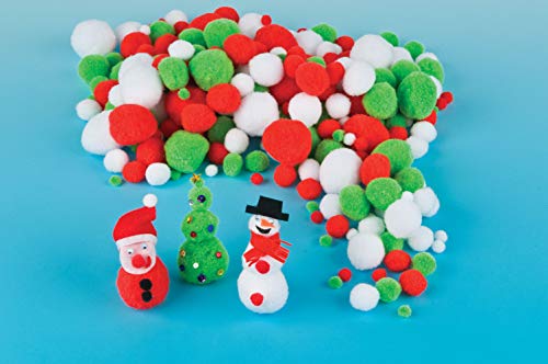 Baker Ross Pompones navideños - Ideal para manualidades, regalos, recuerdos y más para niños (paquete de 210)