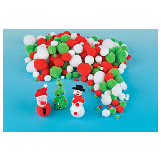 Baker Ross Pompones navideños - Ideal para manualidades, regalos, recuerdos y más para niños (paquete de 210)
