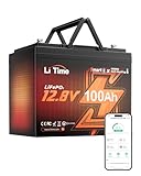 LiTime 12V 100Ah Lithium LiFePO4 RV Battery Bluetooth, Group 24 Self-Heating Deep Cycles Battery, Low-Temp Protection with 2 Heating Mode for Camper, Trailer, Van, Trolling Motor