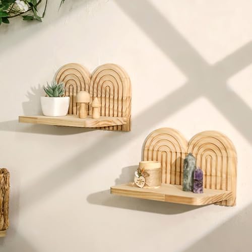 Étagère flottante bois au design géométrique pour décoration épurée de salon - 4