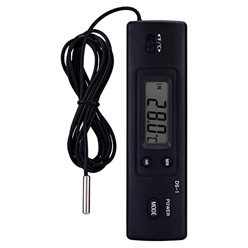 Digital Clock Mini Car Clock Thermometer Automotive with Probe Sensor Wired for Refrigerator Air Conditioning Cold Storage