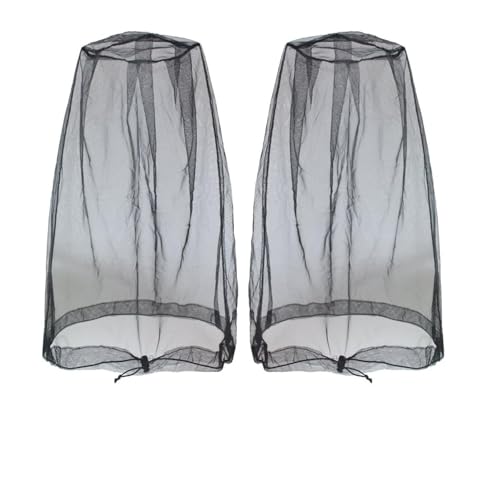 Premium Mosquito Head Net para insectos, 2 unidades, protección contra moscas y bichos, ultra grande y larga, con agujeros extrafinos para camping, senderismo, pesca, jardinería, safari, compatible con todos los sombreros para hombres y mujeres miniatura 1