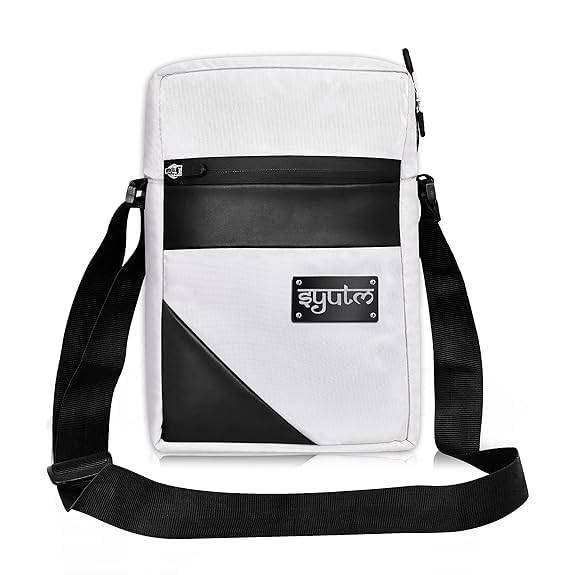 syutm Stylish Nylon Sling Cross Body Travel Office Business Messenger Bag for Men Women (Snow White)-picture-46