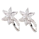 POPETPOP Pendientes de Flor Delicados con Circonitas Blancas Diseño Elegante para Mujer Hebilla Segura y Joyería Decorativa Versátil para Uso Diario y Fiestas
