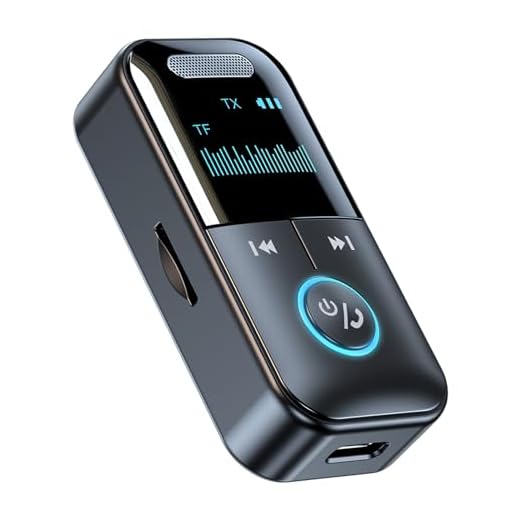 Generic Bluetooth 5.4 Transmitter Receiver 2-in-1 Mini Portable Wireless 3.5mm Jack AUX Adapter with LED Display Bluetooth Audio Adapter for TV/PC/Headphones/Car Home Stereo Support TF Card, Black