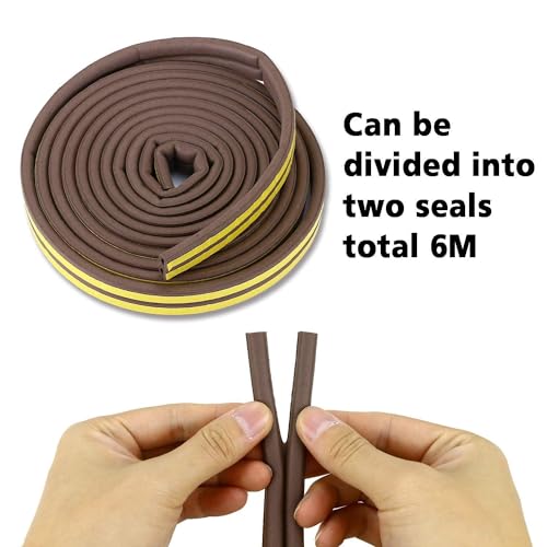 Image of FRONTED Door Weather Strip Draught Excluder for Doors Self Adhesive Foam Draft Excluder for Windows Door Insulation Strip Weather Stripping Door Seal Strip, Epdm, Foam, Rubber (Brown)