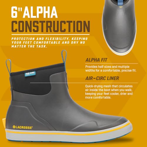 Image of LaCrosse Alpha Deck Boot 6-Inch - Waterproof Shoes for Men - Slip-Resistant Outsole & Deck Boots for Men - Quick-Dry Air-Circ Lining & Fishing Shoes