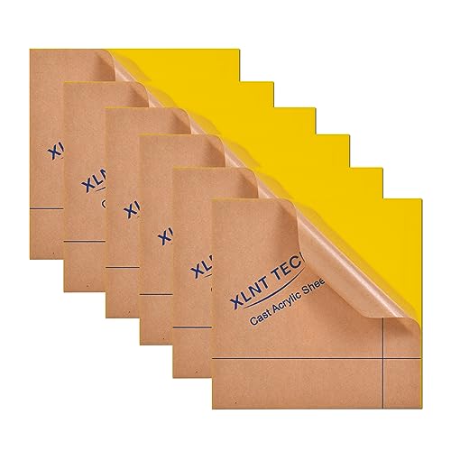 Image of 6 PCS Yellow Cast Acrylic Opaque (no-Transparent) Plastic Sheet 8 x 8 Inch (.118 inch Thick), for Signs, DIY Projects.