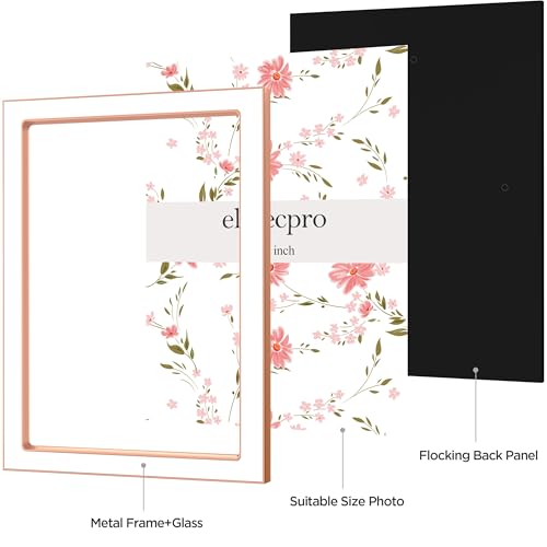 Image of eletecpro 5x7 Enamel Picture Frame Set of 2 with Real Glass Cover, Cute Photo Frame with Rose Gold Metal Edge, Horizontal and Vertical Display Pictures 5 by 7 for Tabletop and Wall Decor, White