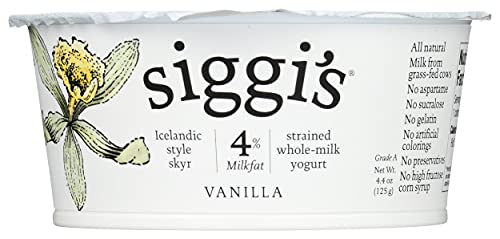 Siggi’s® Icelandic Strained Whole Milk Yogurt, Vanilla, 4.4 Oz. Single Serve Cup – Thick, Protein-Rich Yogurt Snack #TOP3