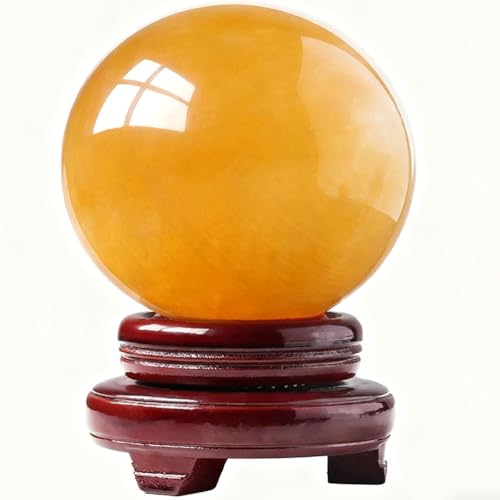 Sphère en citrine Feng Shui de 60mm idée cadeau spirituel en quartz avec support inclus