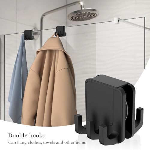 Crochet de douche double face Linkidea en silicone noir sans perçage x2 - 6