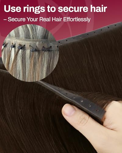 Image of Moresoo Human Hair Butterfly Weft Extensions, Medium Brown, 18 Inch 50g | aligned remy strands blend with medium brown hair for date looks, dinner plans and softly textured everyday waves