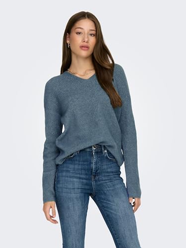 ONLY Damen ONLCAMILLA V-Neck Strickpullover 2-Pack, Blue Mirage Melange/Dark Grey Melange, M 5
