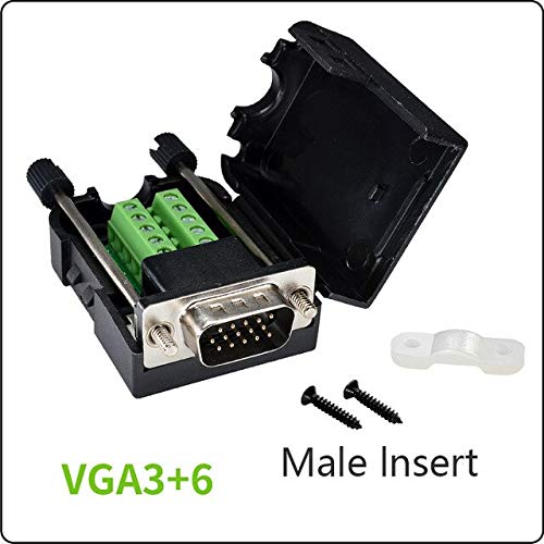 Gimax vga solder joints, connectors, display db15 three rows, 15-pin VGA terminal, with the shell - (Color: VGA3-6 Male head)