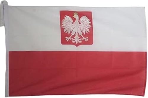 Bandera de Polonia con águila 3' x 5' Uso externo - Banderas polacas de escudo de armas 35.4 x 59.1 in - Banner 3x5 ft Tejido Poliéster con anillos