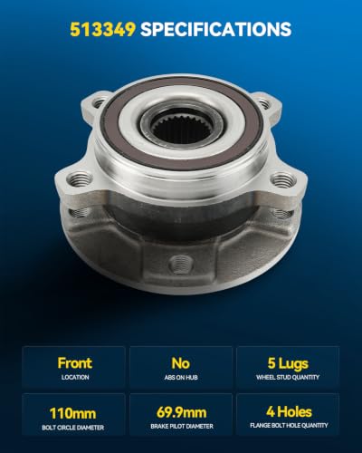 Image of PHILTOP 513349 x2 Front Wheel Bearing Hub Assembly for Jeep Cherokee