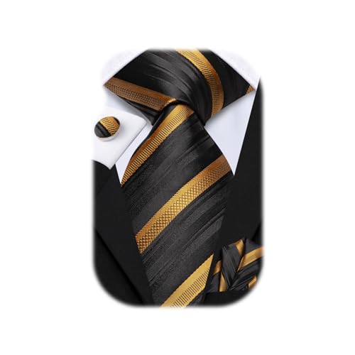 Image of Hi-Tie Men 63inches Tie Set Extra Long Necktie Paisley Tie Pocket Suqare Cufflinks Big and Tall Men Tie