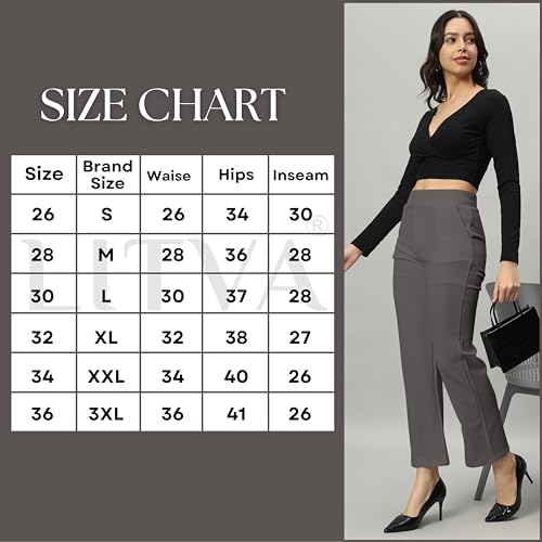 Image of LITVA Premium Women's Formal Trousers (Flexi-Waist | Wrinkle Resistant | Desk-to-Dinner)